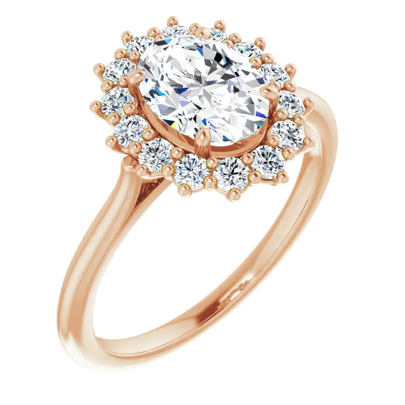 Oval Cut Moissanite Halo Engagement Ring