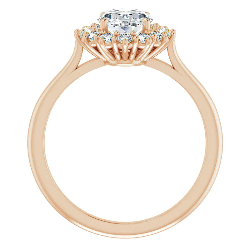 Oval Cut Moissanite Halo Engagement Ring