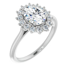 Oval Cut Moissanite Halo Engagement Ring