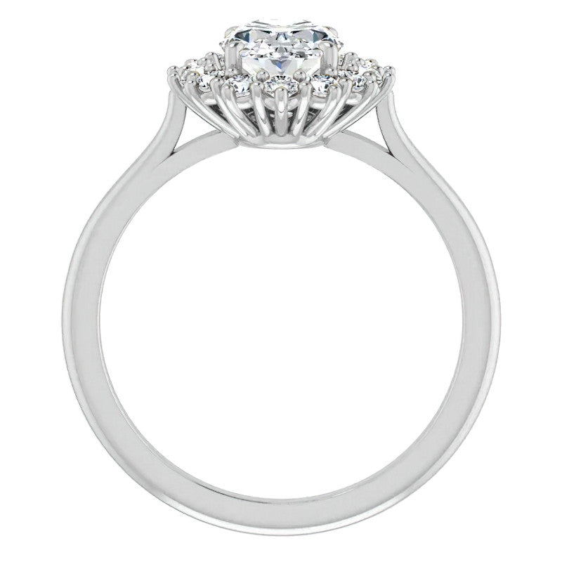 Oval Cut Moissanite Halo Engagement Ring