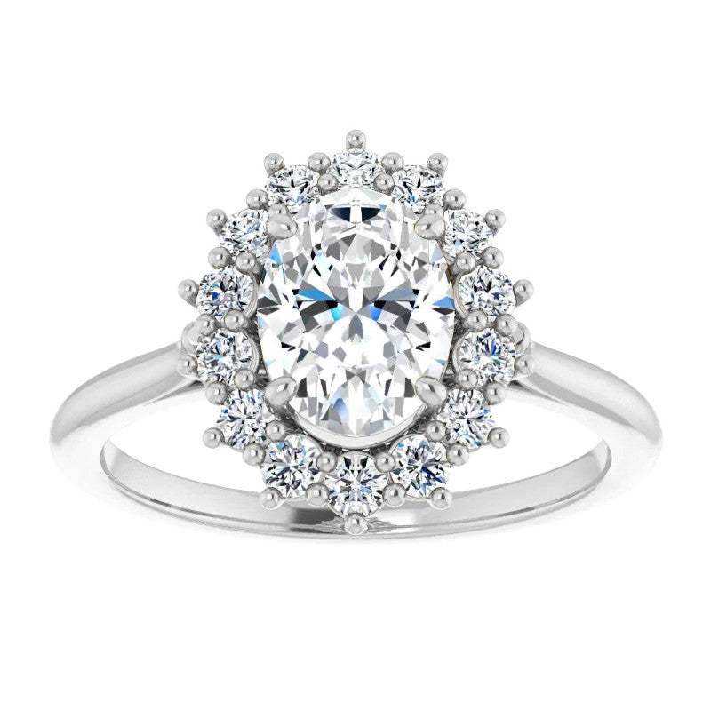 Oval Cut Moissanite Halo Engagement Ring