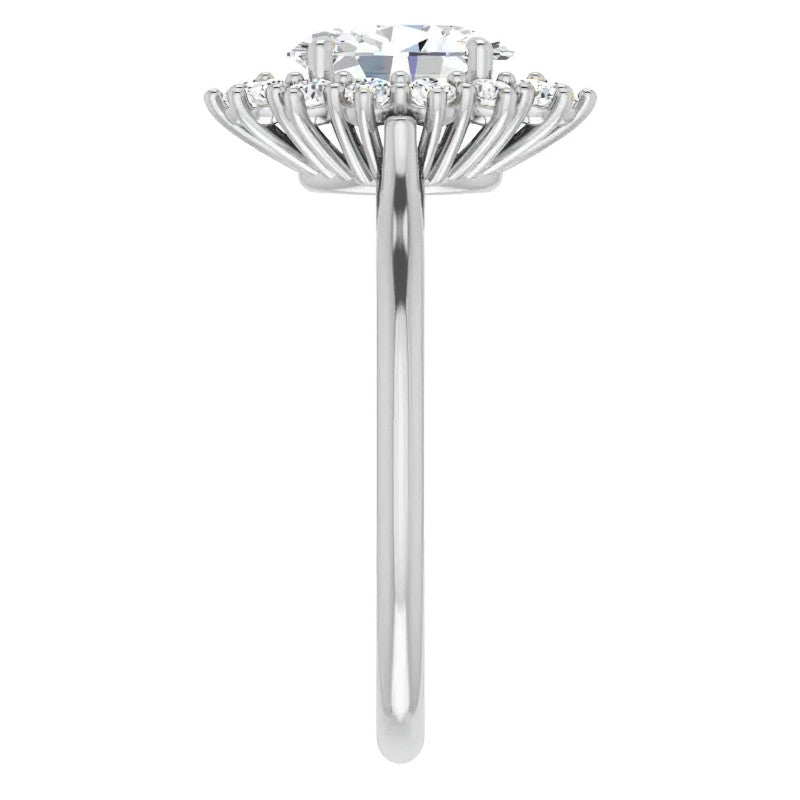 Oval Cut Moissanite Halo Engagement Ring