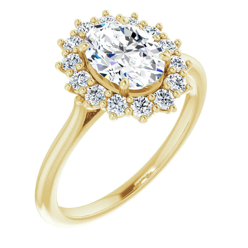 Oval Cut Moissanite Halo Engagement Ring