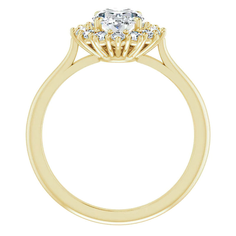 Oval Cut Moissanite Halo Engagement Ring