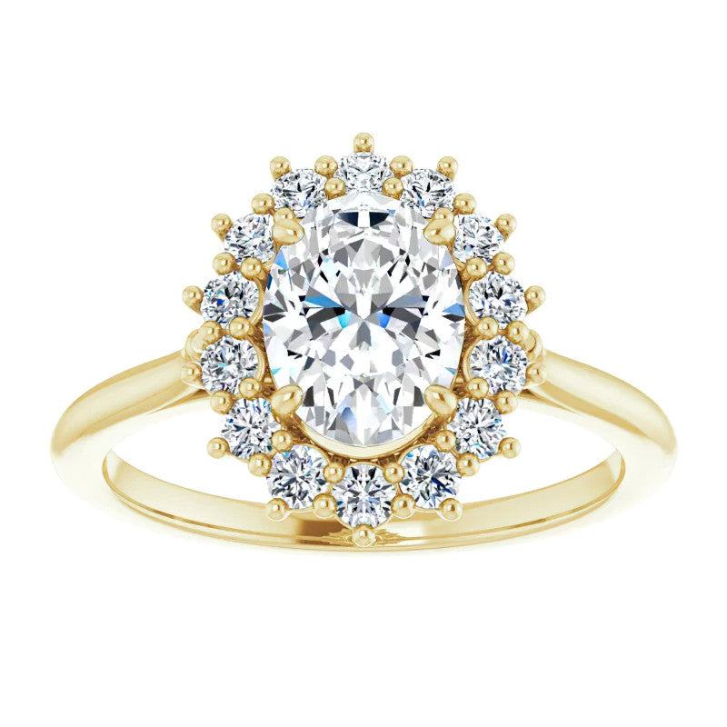 Oval Cut Moissanite Halo Engagement Ring