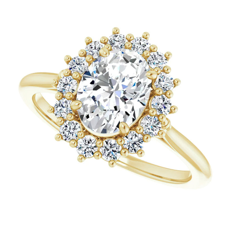 Oval Cut Moissanite Halo Engagement Ring