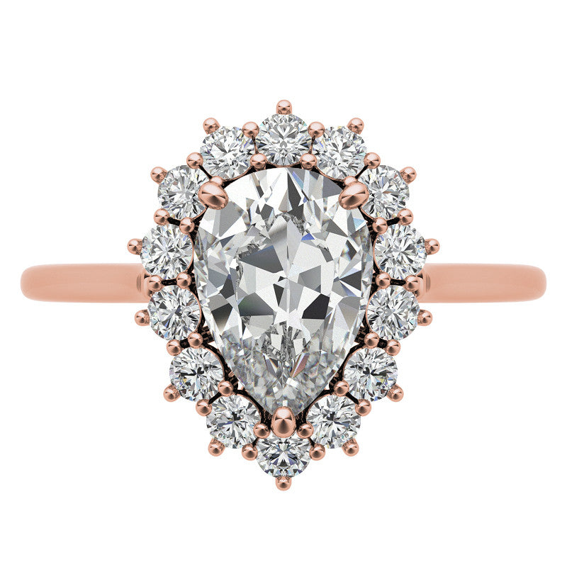 Pear Cut Moissanite Halo Engagement Ring