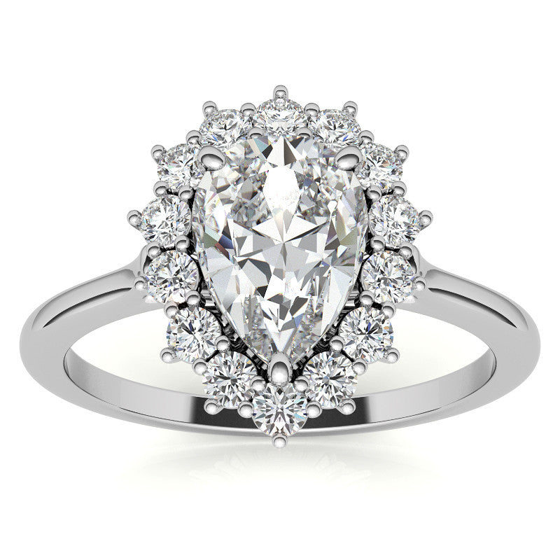 Pear Cut Moissanite Halo Engagement Ring