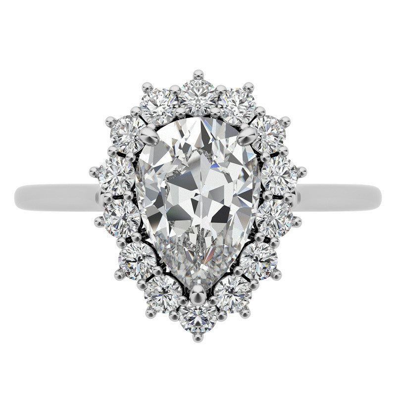 Pear Cut Moissanite Halo Engagement Ring