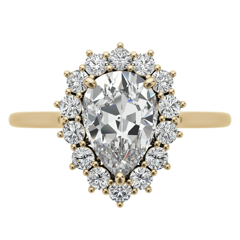 Pear Cut Moissanite Halo Engagement Ring