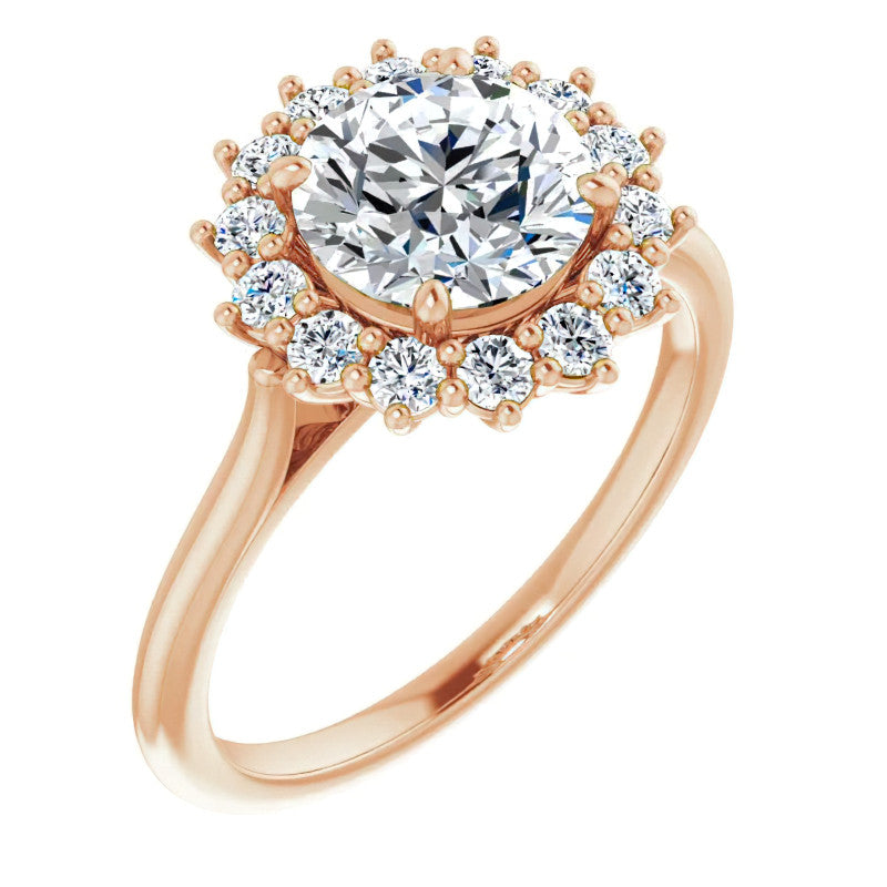 Round Brilliant Cut Halo Moissanite Engagement Ring