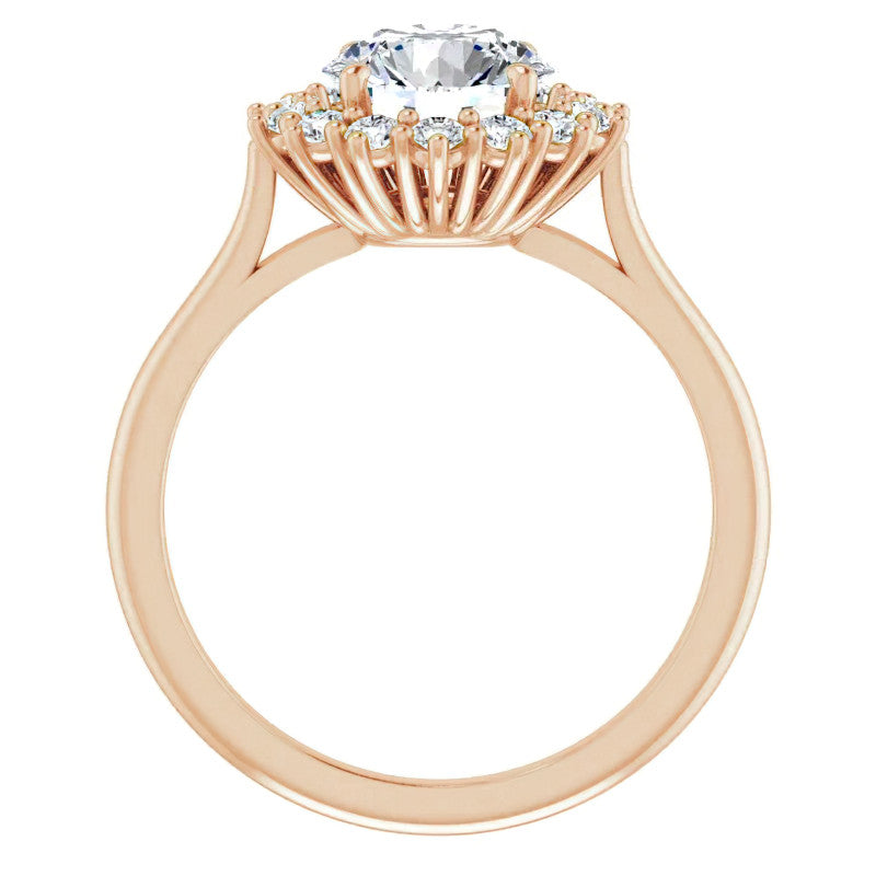 Round Brilliant Cut Halo Moissanite Engagement Ring