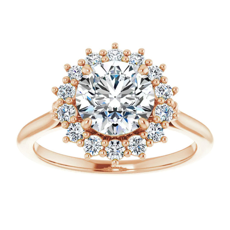 Round Brilliant Cut Halo Moissanite Engagement Ring