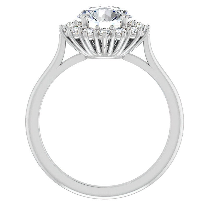 Round Brilliant Cut Halo Moissanite Engagement Ring