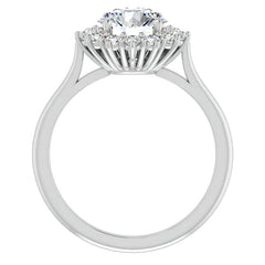 Round Brilliant Cut Halo Moissanite Engagement Ring