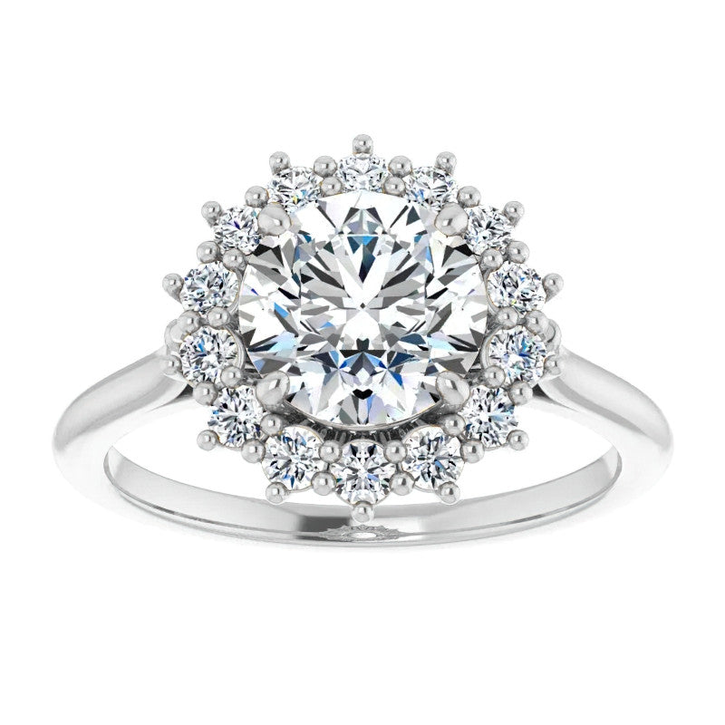 Round Brilliant Cut Halo Moissanite Engagement Ring