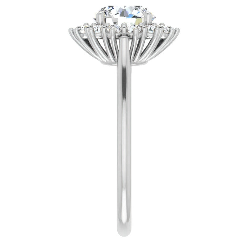 Round Brilliant Cut Halo Moissanite Engagement Ring