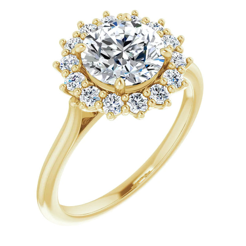 Round Brilliant Cut Halo Moissanite Engagement Ring