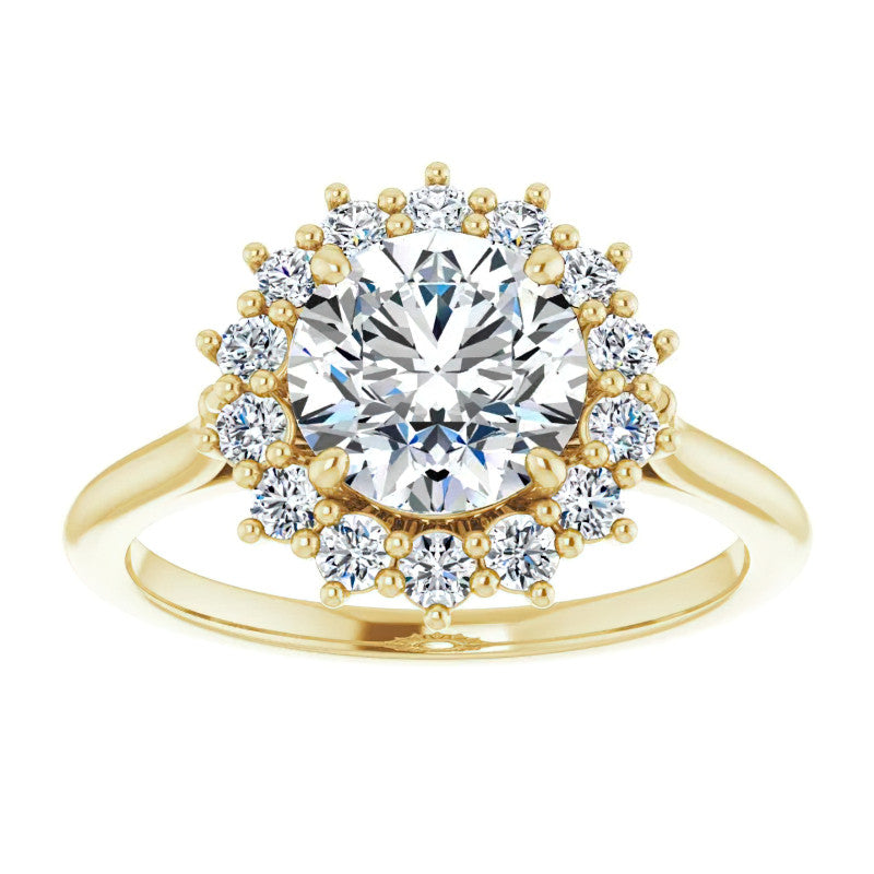 Round Brilliant Cut Halo Moissanite Engagement Ring
