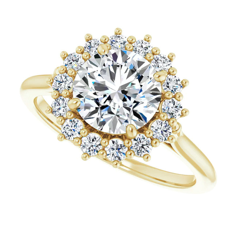 Round Brilliant Cut Halo Moissanite Engagement Ring
