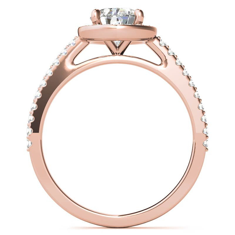 Pear Cut Moissanite Petite Halo Engagement Ring
