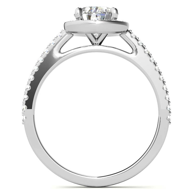 Pear Cut Moissanite Petite Halo Engagement Ring