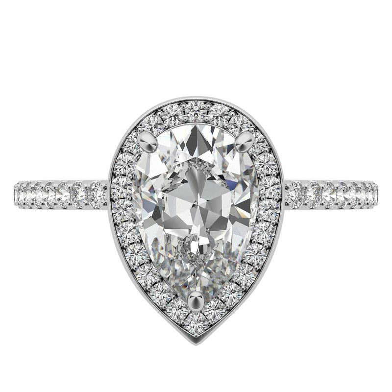 Pear Cut Moissanite Petite Halo Engagement Ring