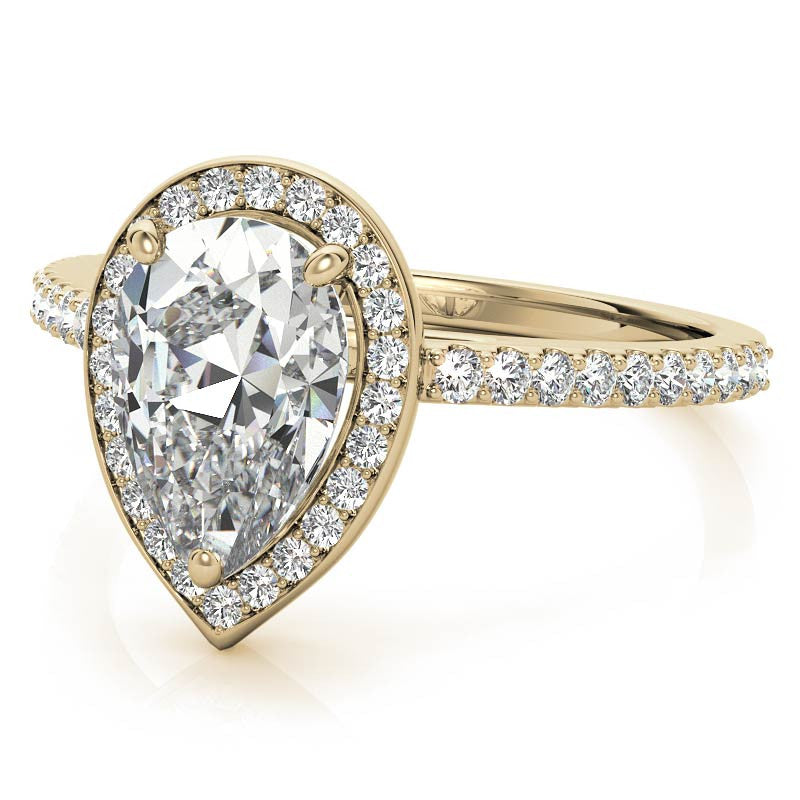 Pear Cut Moissanite Petite Halo Engagement Ring
