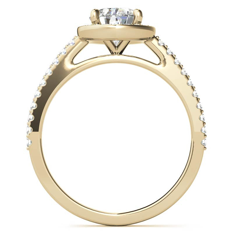 Pear Cut Moissanite Petite Halo Engagement Ring