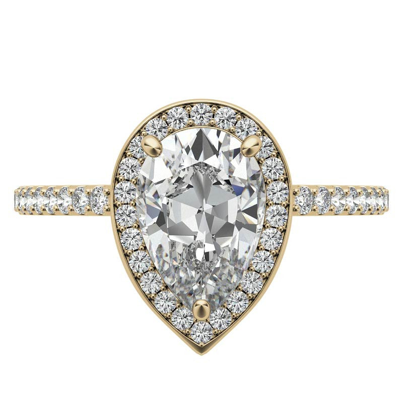 Pear Cut Moissanite Petite Halo Engagement Ring