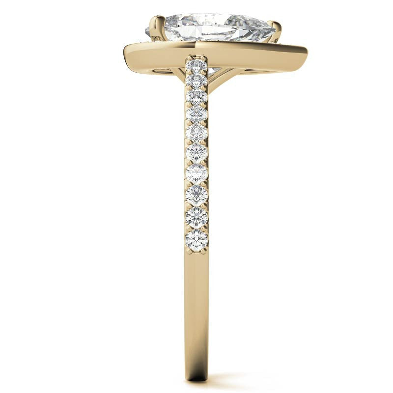 Pear Cut Moissanite Petite Halo Engagement Ring