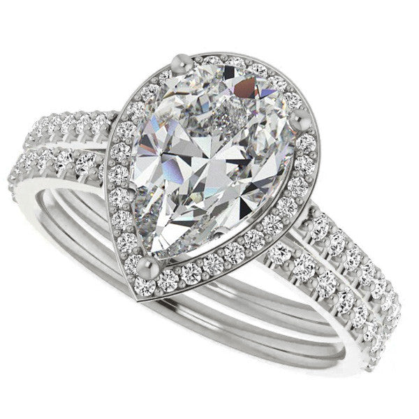 Pear Cut Moissanite Petite Halo Engagement Ring
