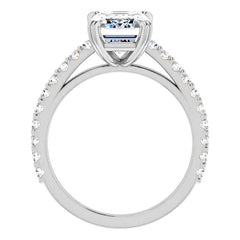 Emerald cut Moissanite Double Prong Cathedral Engagement Ring