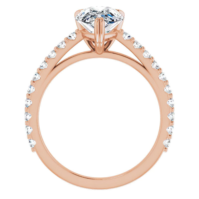 Pear Cut Moissanite Double Prong Cathedral Engagement Ring