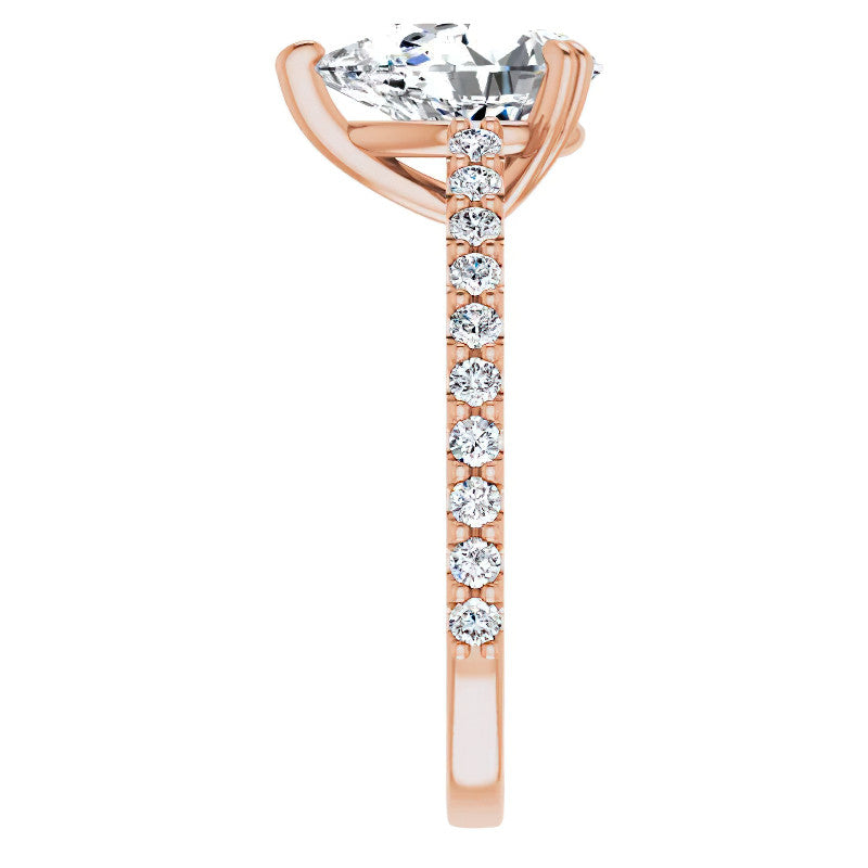 Pear Cut Moissanite Double Prong Cathedral Engagement Ring
