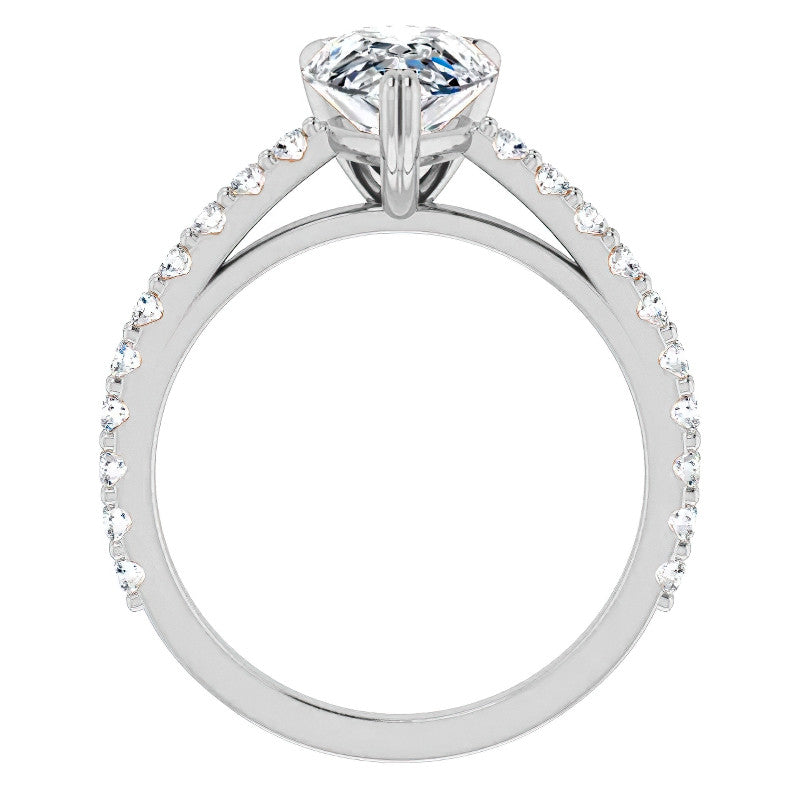 Pear Cut Moissanite Double Prong Cathedral Engagement Ring