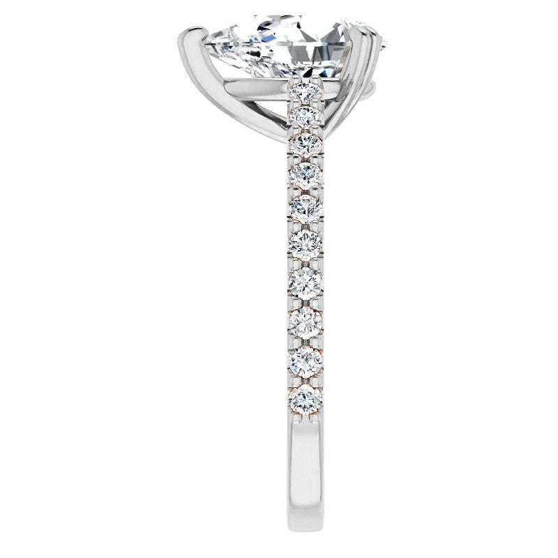 Pear Cut Moissanite Double Prong Cathedral Engagement Ring