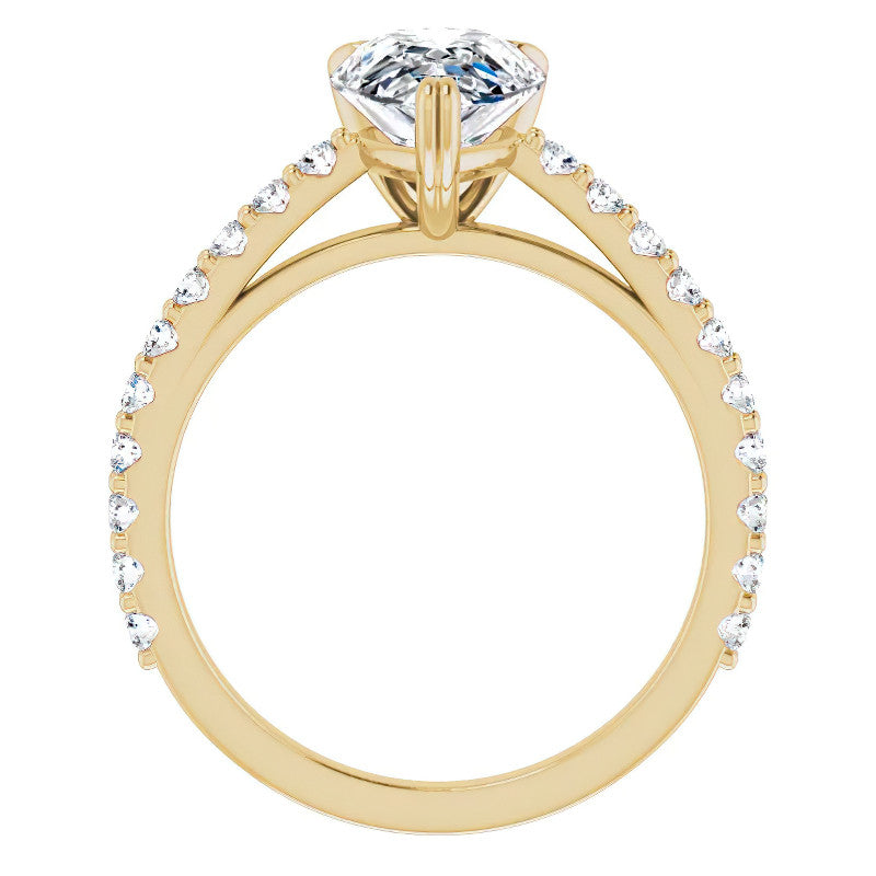 Pear Cut Moissanite Double Prong Cathedral Engagement Ring