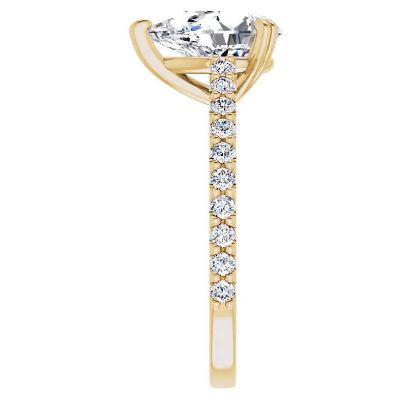 Pear Cut Moissanite Double Prong Cathedral Engagement Ring