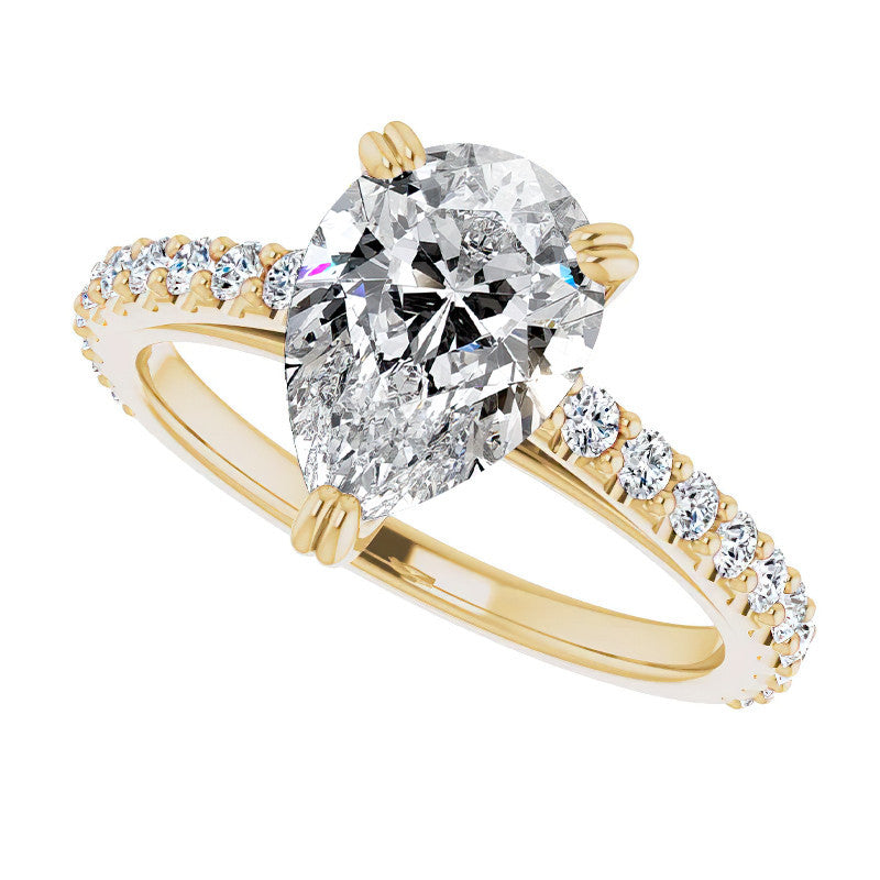 Pear Cut Moissanite Double Prong Cathedral Engagement Ring