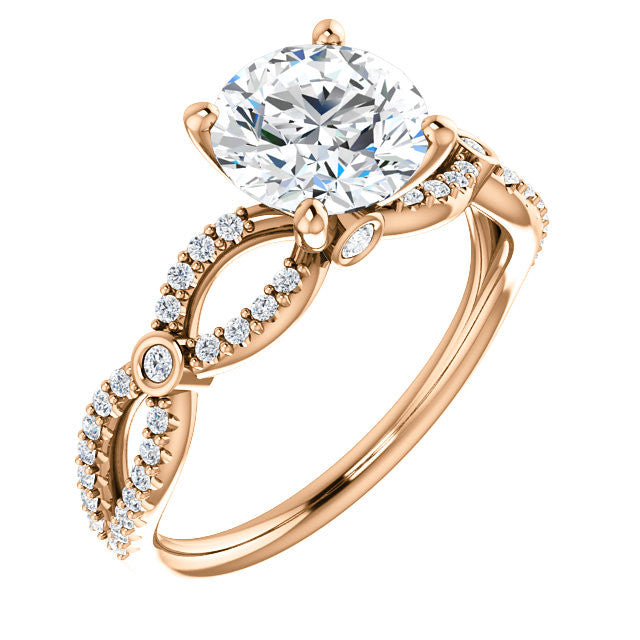Round Brilliant cut Moissanite Infinity Styled Engagement Ring