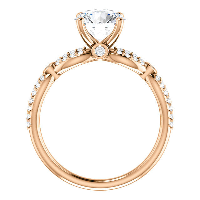 Round Brilliant cut Moissanite Infinity Styled Engagement Ring