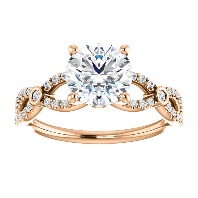 Round Brilliant cut Moissanite Infinity Styled Engagement Ring
