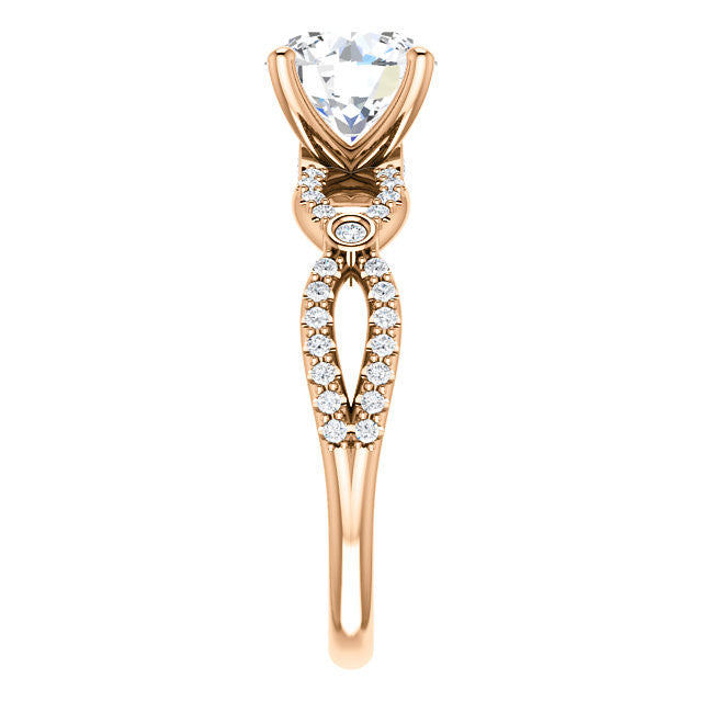 Round Brilliant cut Moissanite Infinity Styled Engagement Ring