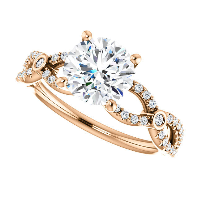 Round Brilliant cut Moissanite Infinity Styled Engagement Ring