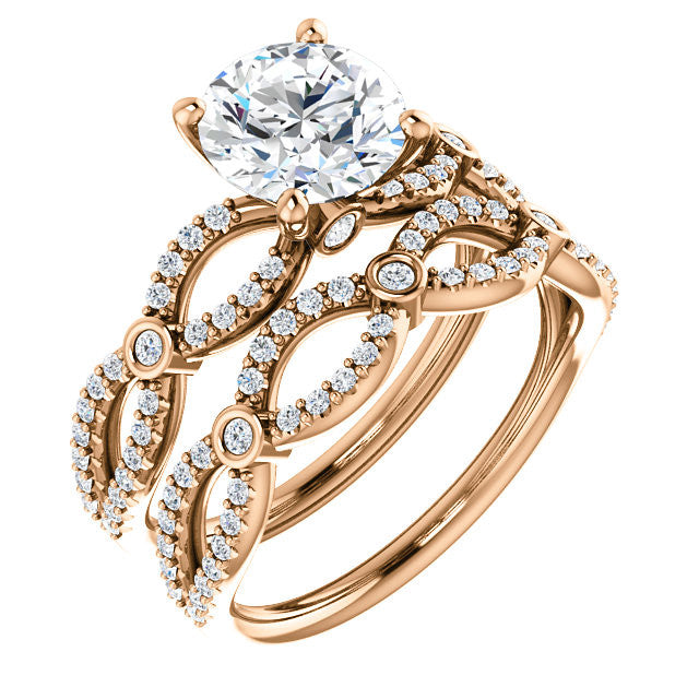 Round Brilliant cut Moissanite Infinity Styled Engagement Ring