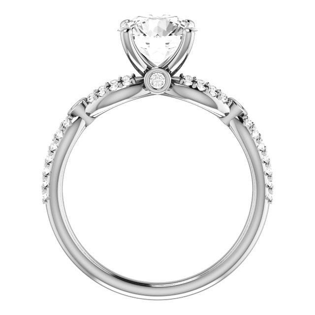 Round Brilliant cut Moissanite Infinity Styled Engagement Ring