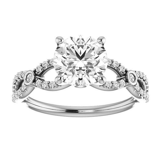 Round Brilliant cut Moissanite Infinity Styled Engagement Ring