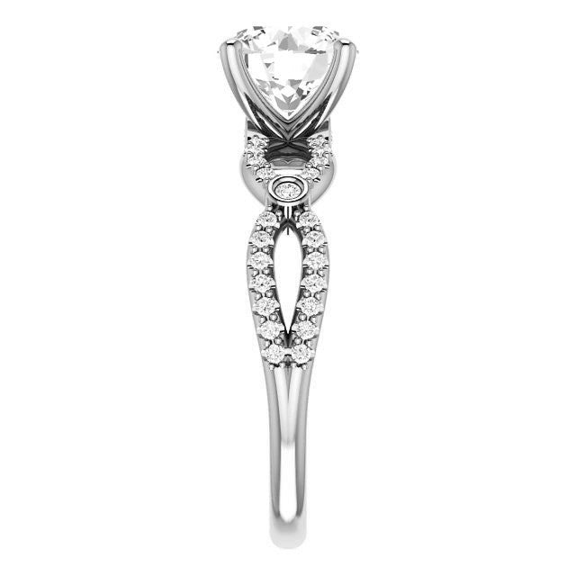 Round Brilliant cut Moissanite Infinity Styled Engagement Ring