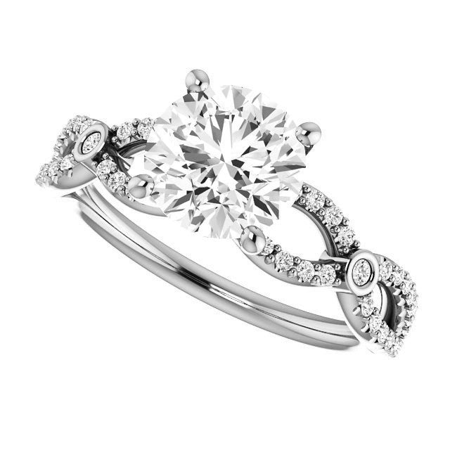 Round Brilliant cut Moissanite Infinity Styled Engagement Ring